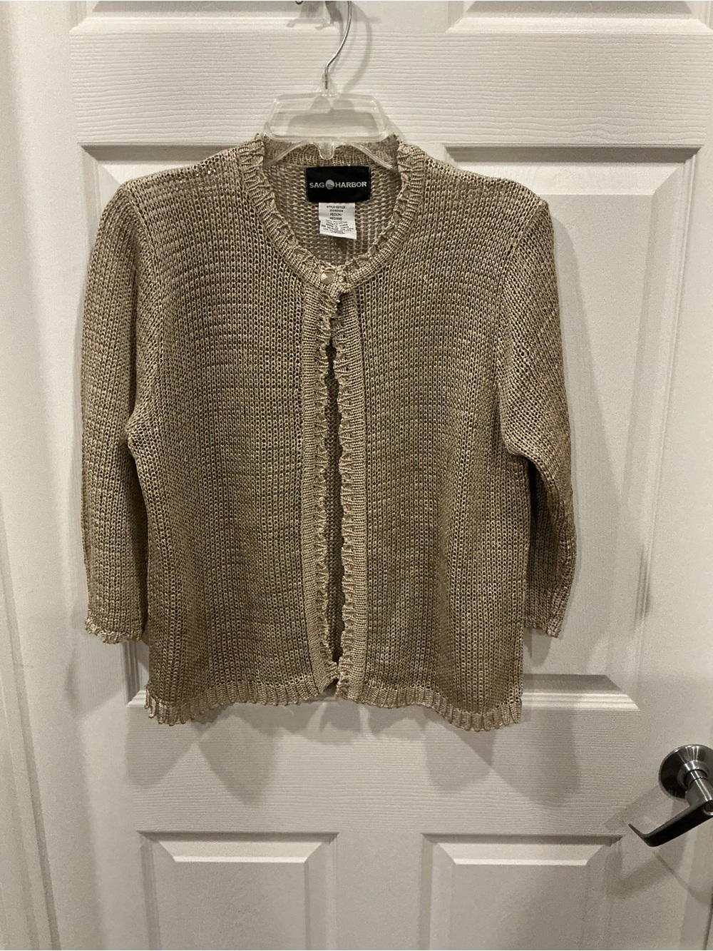 Sag Harbor Women's Neutral Taupe Open-Front Knit Cardigan